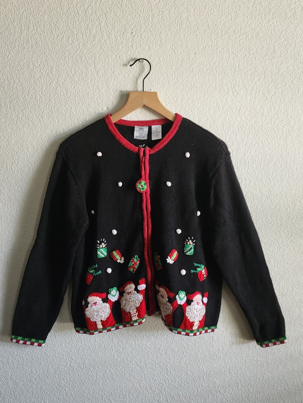 Vintage Tiara Girls 16 Christmas Zip Front Holiday Cardigan